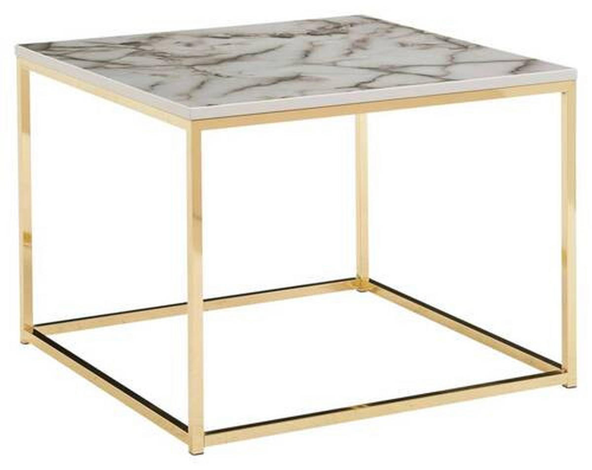 COUCHTISCH in Holzwerkstoff 60/60/45 cm   - Weiss/Goldfarben, Modern, Holzwerkstoff/Metall (60/60/45cm) - MID.YOU