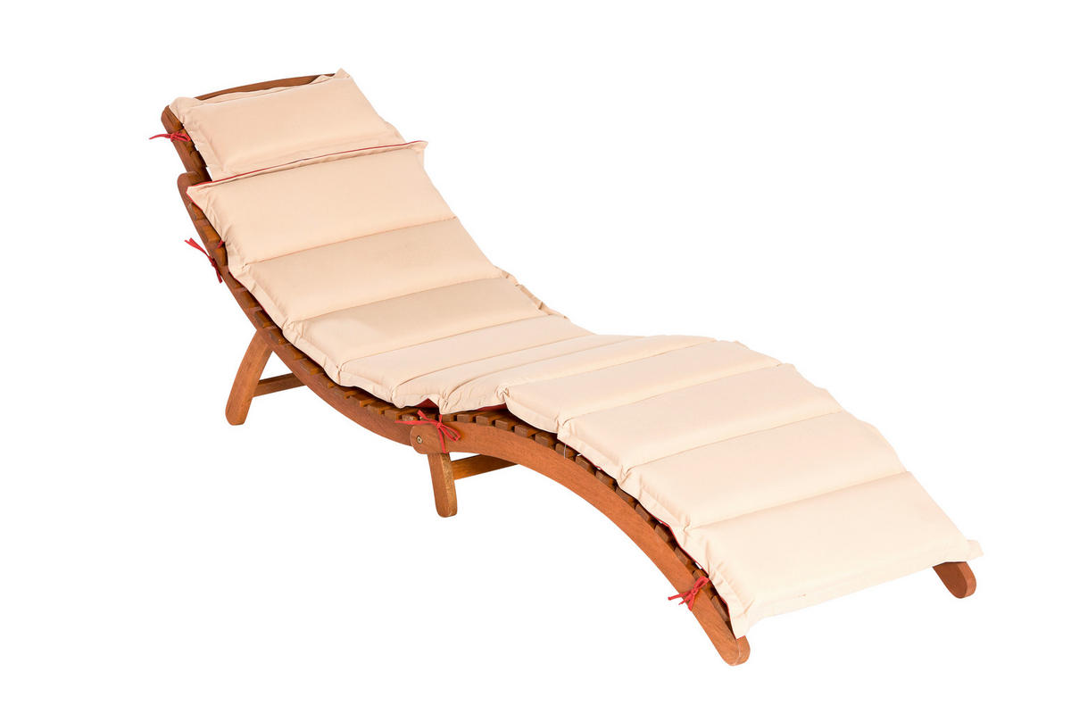 ZAHRADNÍ LEHÁTKO dřevo - krémová/přírodní barvy, Romantický / Rustikální, dřevo/textil (178/54/70cm) - Gardenson