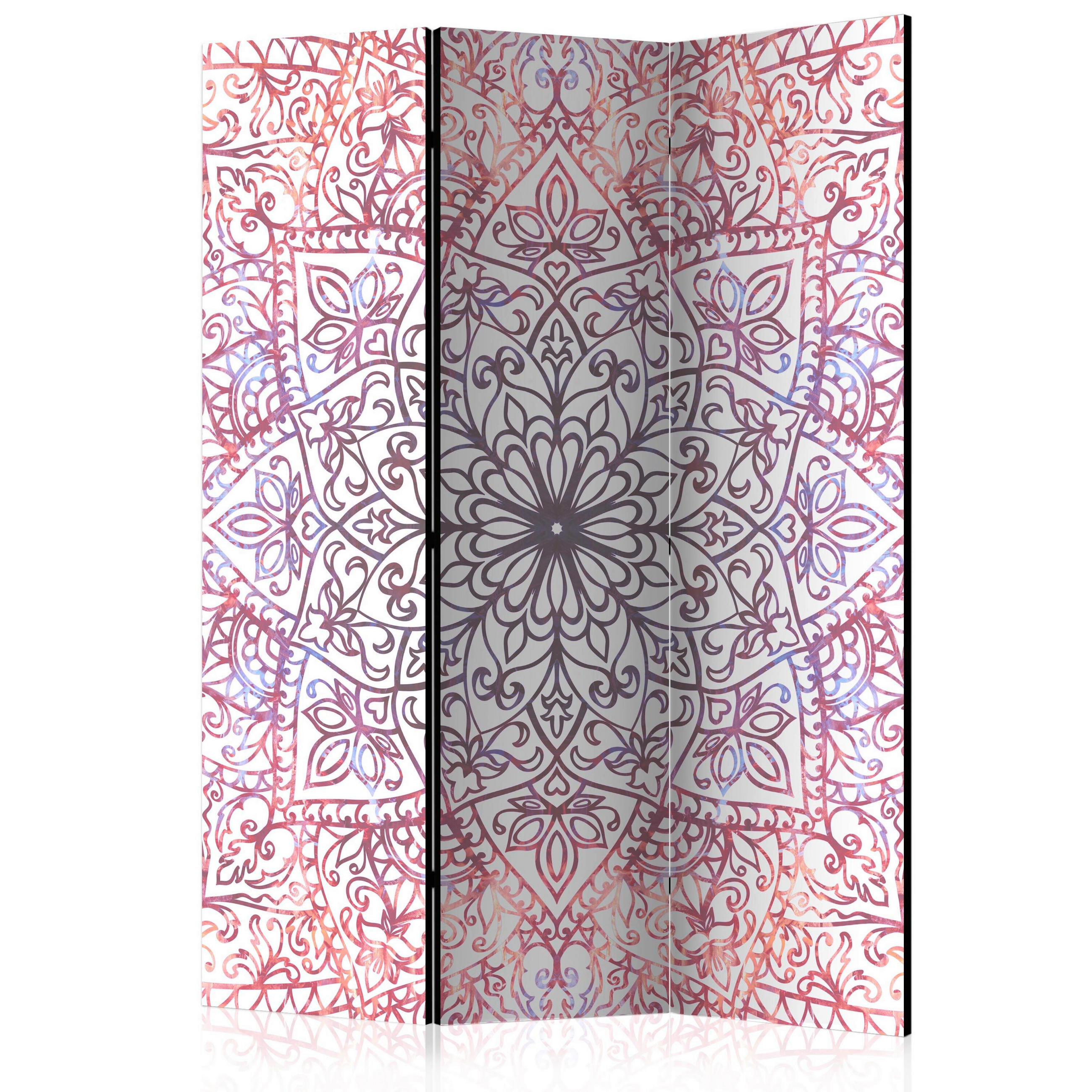 SKÄRMVÄGG  i trä, textil  vit, violett  - vit/violett, Basics, trä/textil (135/172/3cm) - artgeist