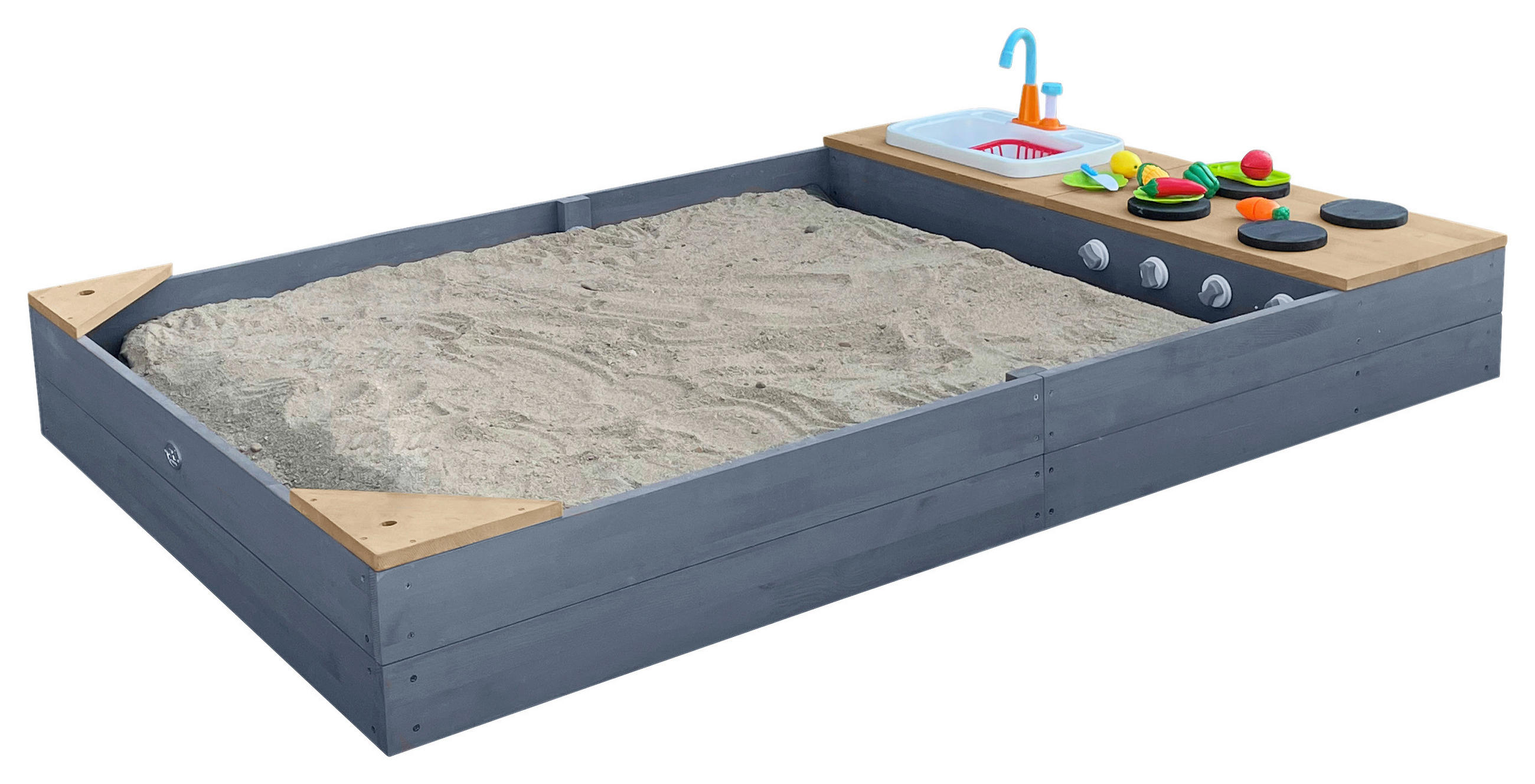 SANDKASTEN  - Braun/Grau, KONVENTIONELL, Holz (115/21,8/180cm) - Ambia Garden