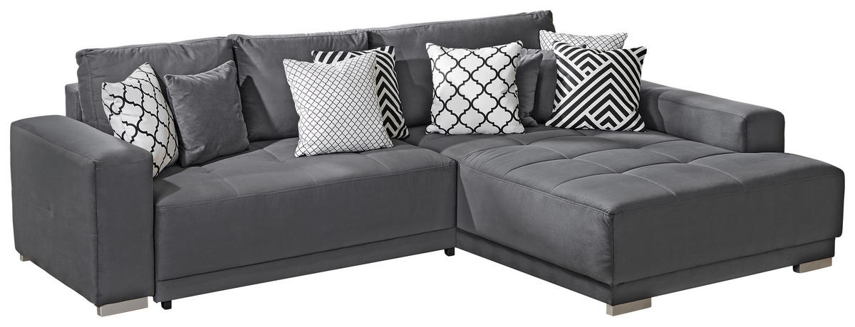 ROHOVÁ SEDACIA SÚPRAVA, textil, sivá - sivá/strieborná, Design, drevo/textil (195/293cm) - Cantus