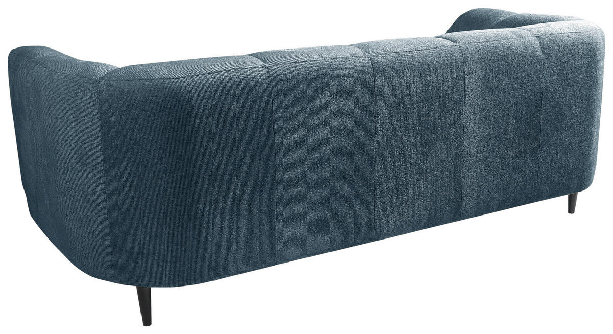 3-SITZER-SOFA in Flachgewebe Blau  - Blau/Schwarz, Design, Textil/Metall (226/77/106cm) - MID.YOU