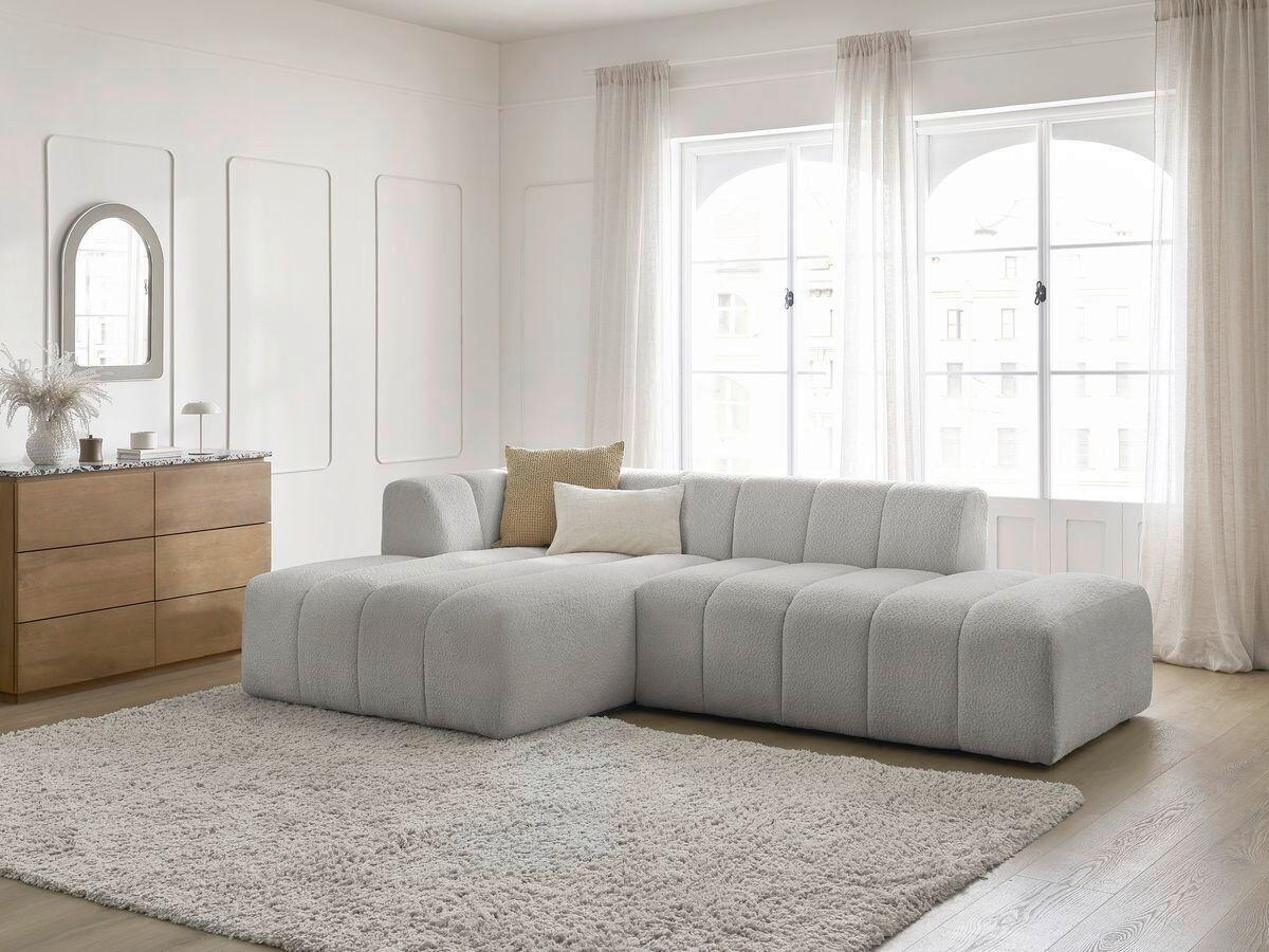 ECKSOFA  ANNECY Hellgrau Bouclé  - Hellgrau/Schwarz, MODERN, Kunststoff/Textil (170/262cm)
