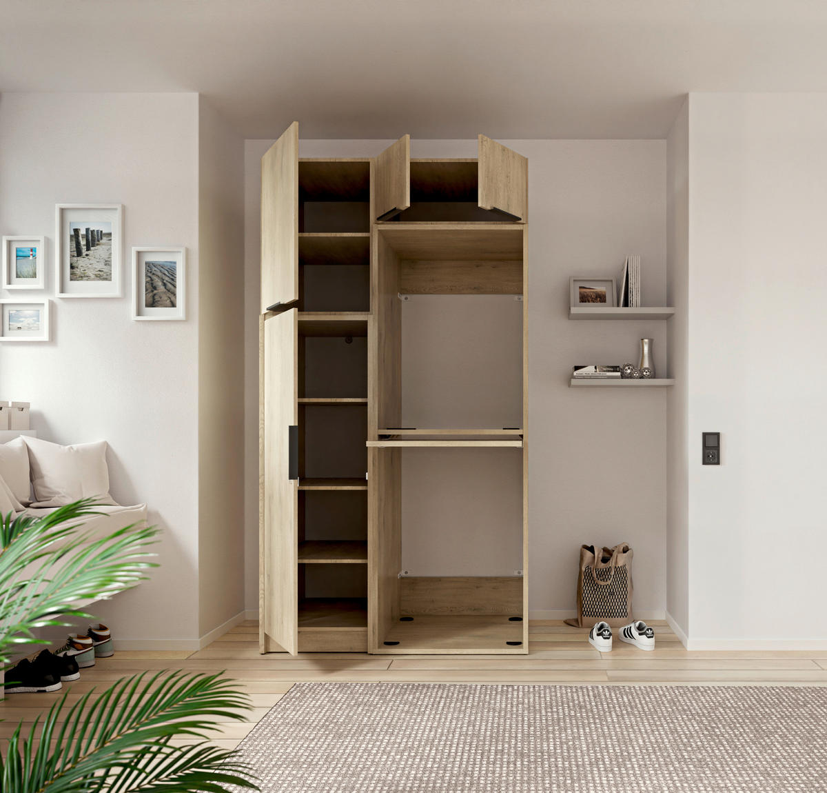 WASCHMASCHINENSCHRANK 70/220/68 cm  in Eichefarben  - Eichefarben/Schwarz, Basics, Holzwerkstoff/Kunststoff (70/220/68cm) - MID.YOU