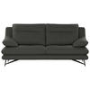 3-SITZER-SOFA in Leder Grau  - Grau, Design, Leder/Metall (215/90/109cm)