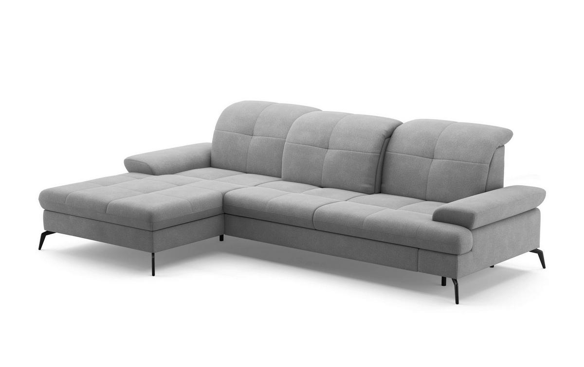 ECKSOFA in Flachgewebe Grau  - Schwarz/Grau, Konventionell, Textil/Metall (185/279cm) - Sit & More