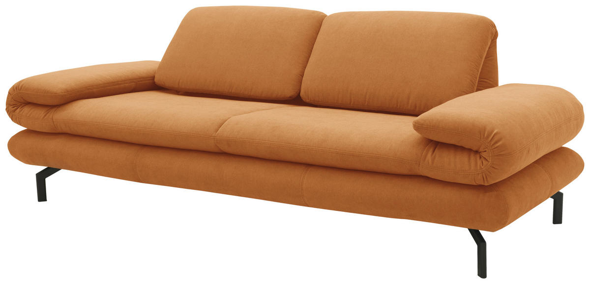 2,5-SITZER mit Funktionen Webstoff Honig  - Schwarz/Honig, Design, Textil/Metall (224 (284)/83 (110)/98cm) - LOOKS by W.Joop