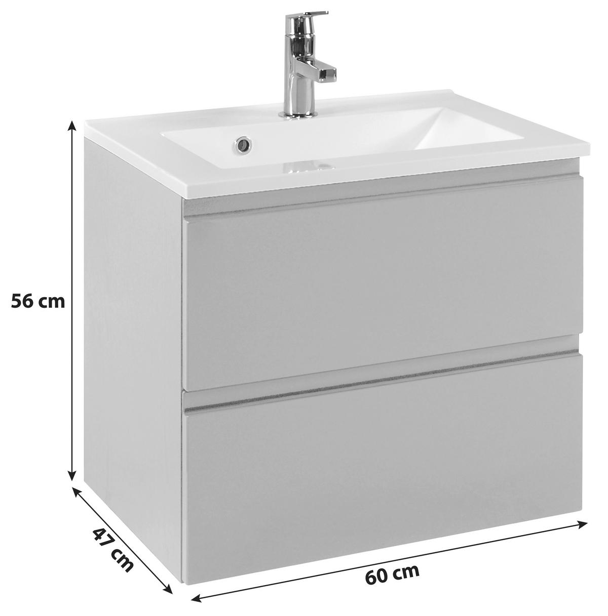 TVÄTTSTÄLL MED KOMMOD 60 cm  - vit/grafitfärgad, Design, trämaterial/sten (60cm) - Held