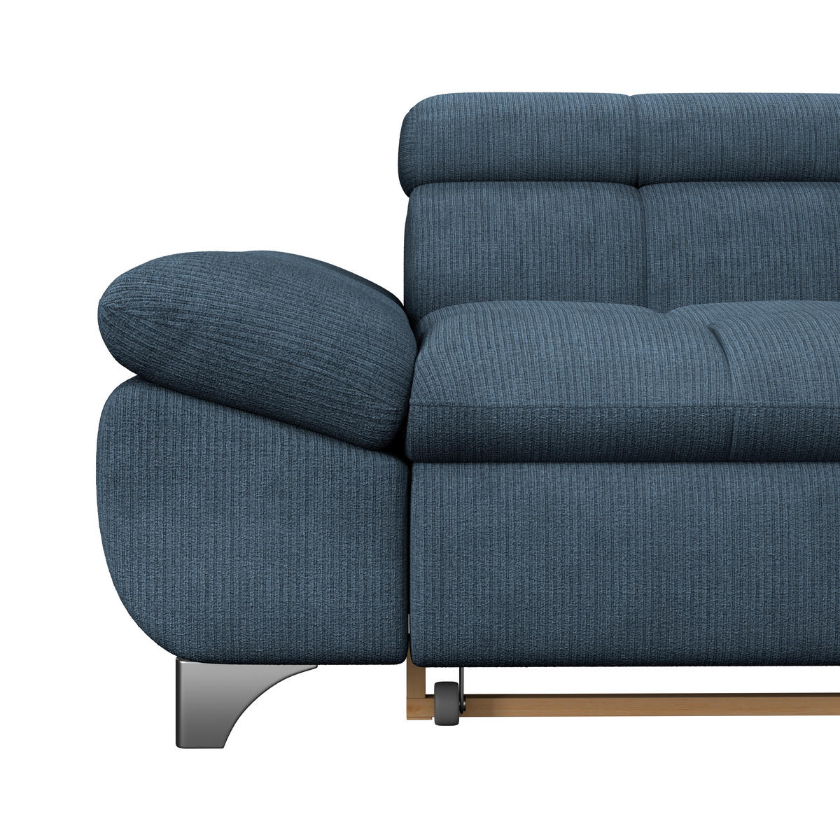 ECKSOFA Dunkelblau Chenille  - Chromfarben/Dunkelblau, KONVENTIONELL, Textil/Metall (312/234cm) - Livetastic