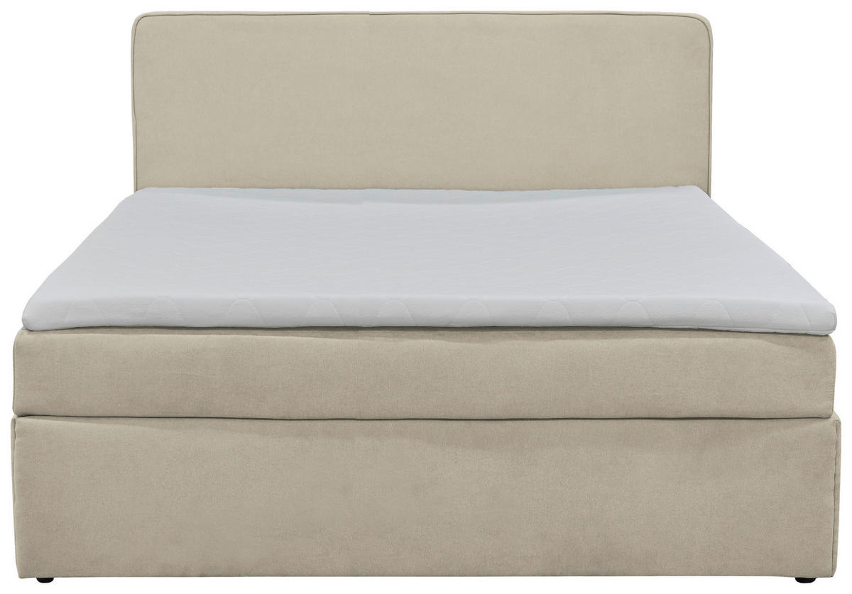 Pat Tip Boxspring Fără Arcuri, 180/200 cm, bej - bej/culoare natur, Modern, plastic/lemn (180/200cm) - MID.YOU