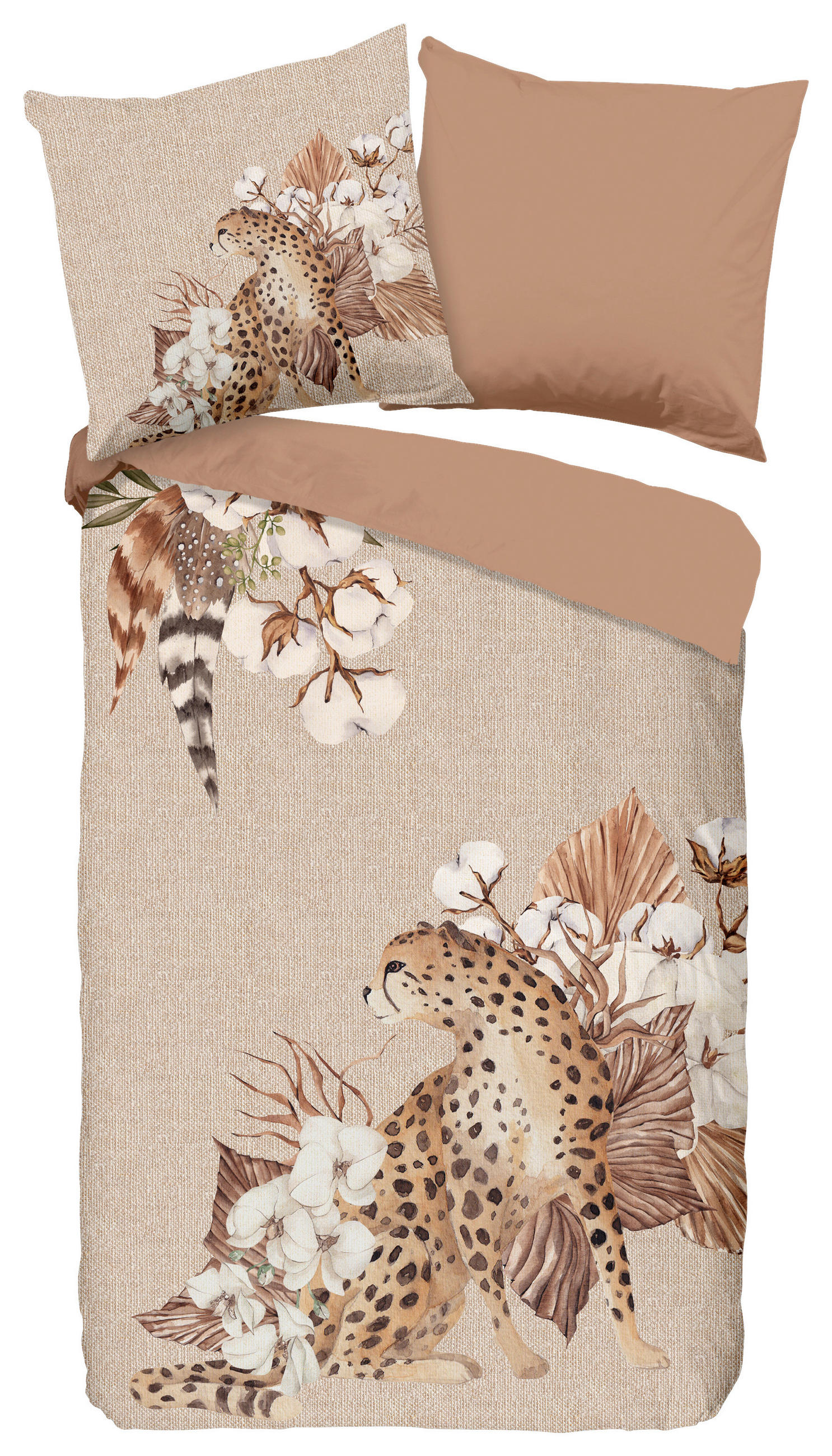 WENDEBETTWÄSCHE Chevy Biber 155/220 cm  - Taupe/Beige, Natur, Textil (155/220cm)