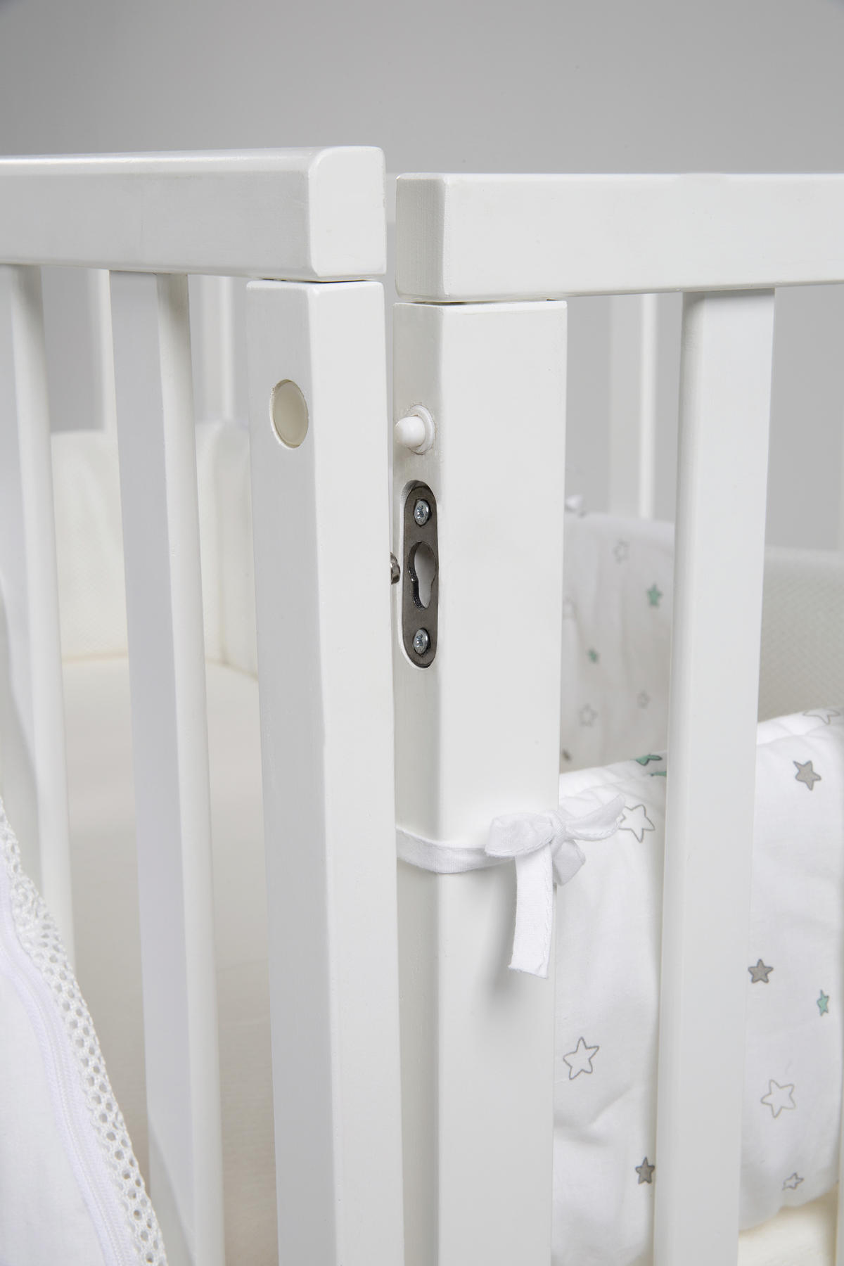 BEISTELLBETT Stubenbett 3 in 1 Sternenzauber  - Hellgrau/Weiß, Basics, Holzwerkstoff/Textil (49,5/85,5/90cm) - Roba
