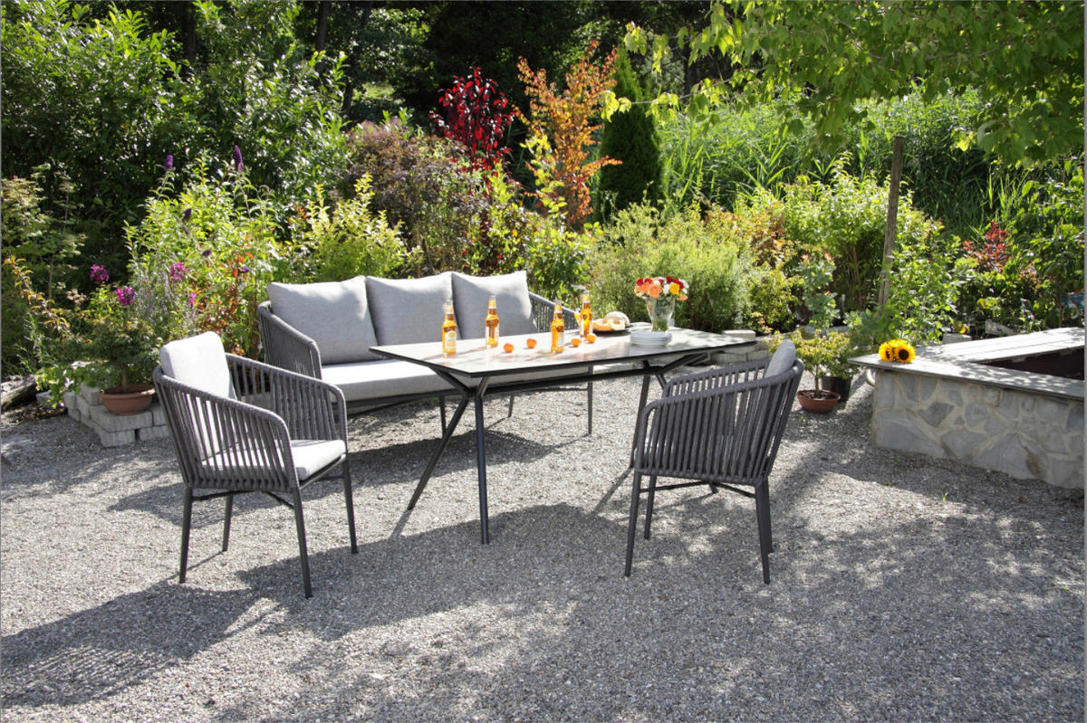 STAPELSESSEL Aluminium Graphitfarben, Grau  - Graphitfarben/Grau, MODERN, Textil/Metall (61/82/63cm) - Ambia Garden