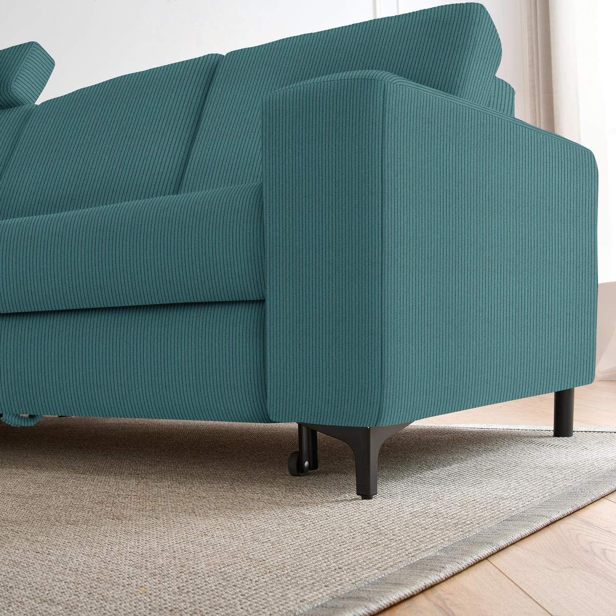 ECKSOFA in Cord Waldgrün  - Waldgrün/Schwarz, Konventionell, Textil/Metall (167/247cm) - Stylife