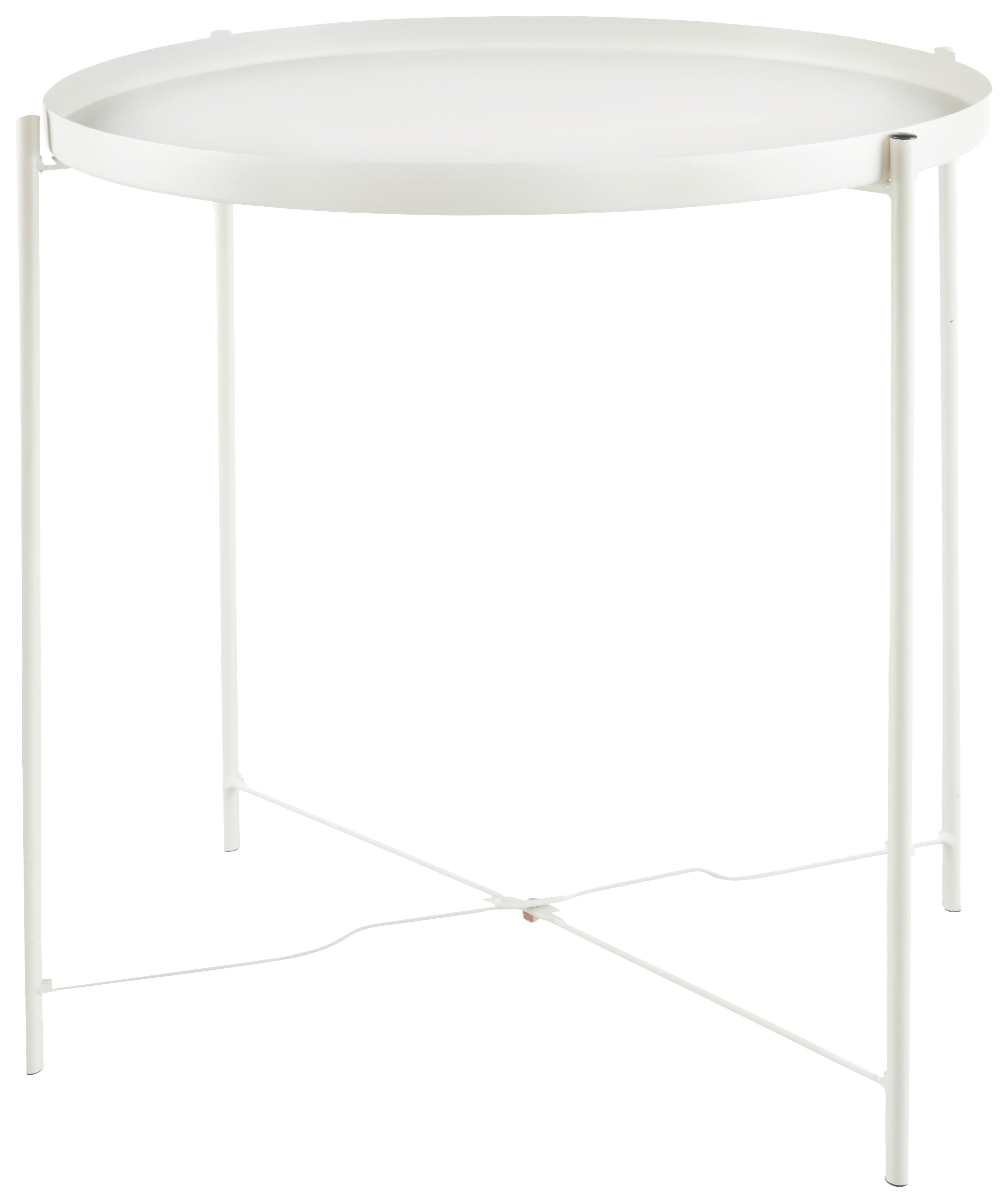 BEISTELLTISCH 41,5/41,5/43 cm Weiß rund  - Schwarz/Weiß, Basics, Metall (41,5/41,5/43cm) - Ambia Home