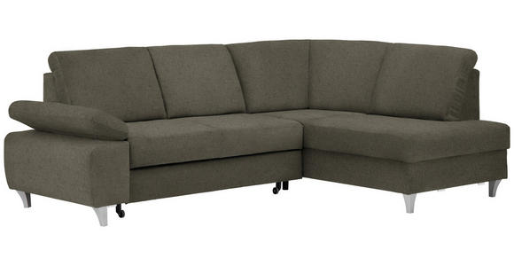 ECKSOFA in Flachgewebe Braun  - Silberfarben/Braun, KONVENTIONELL, Holz/Textil (255/186cm) - Cantus