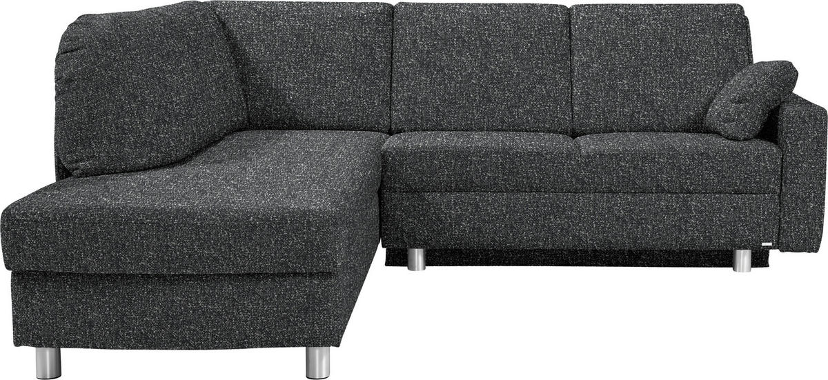 ECKSOFA  in Mikrovelours Anthrazit  208/227 cm  - Anthrazit/Alufarben, KONVENTIONELL, Textil/Metall (208/227cm) - Sedda
