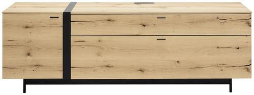 LOWBOARD Balkeneiche furniert Anthrazit, Eichefarben  - Eichefarben/Anthrazit, Natur, Holz/Holzwerkstoff (201/68,9/49,5cm) - Livetastic