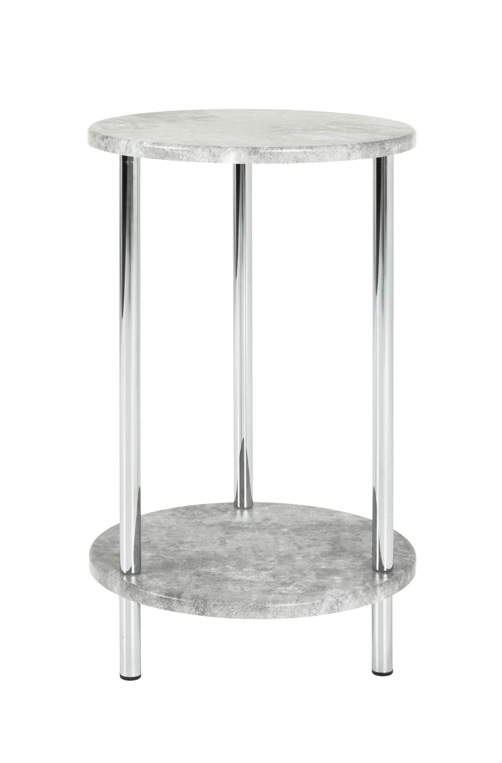BEISTELLTISCH 30/30/50 cm Grau, Chromfarben rund  - Chromfarben/Grau, Basics, Holzwerkstoff/Metall (30/30/50cm)