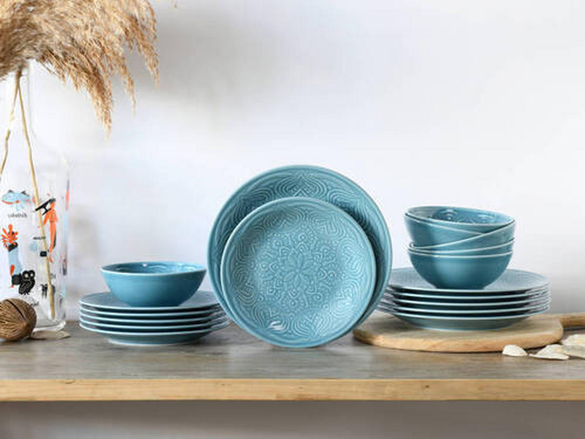 TAFELSERVICE Hellblau 18-teilig  - Hellblau, Trend, Keramik - Creatable