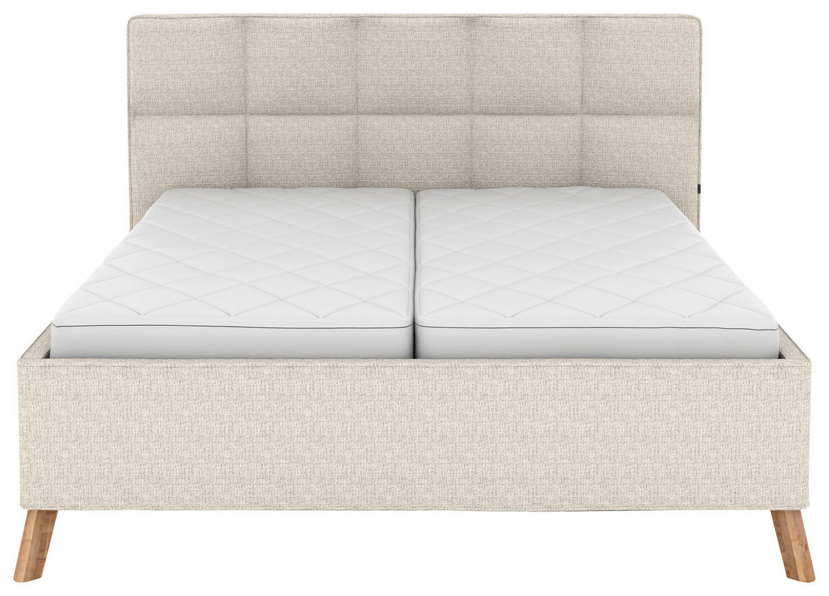 POLSTERBETT Bettkasten, motorische Verstellbarkeit, Fernbedienung, Lattenroste, Matratzen 180/200 cm  in Creme  - Creme/Schwarz, KONVENTIONELL, Holz/Textil (180/200cm) - Musterring