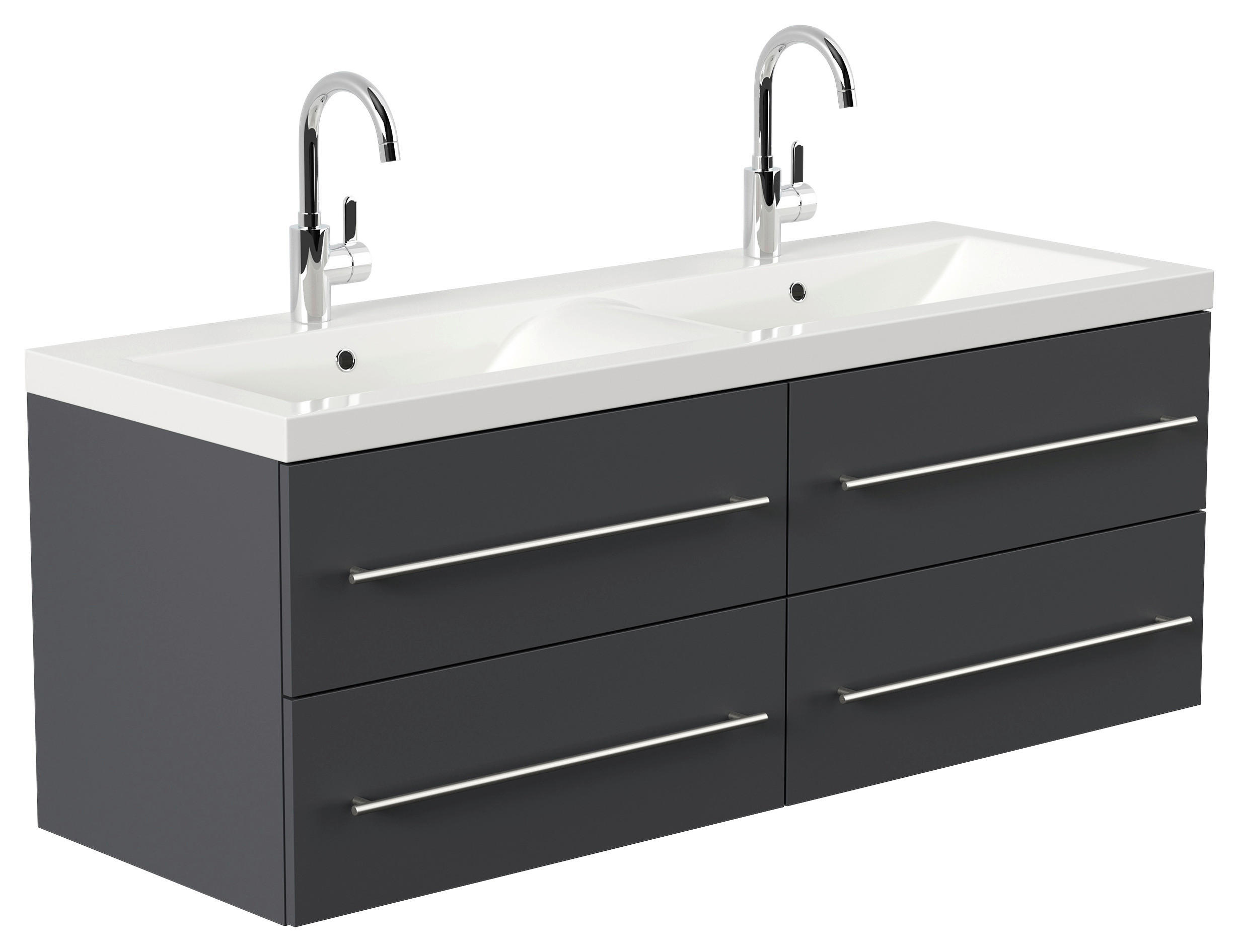 WASCHTISCHKOMBI 160 cm  - Graphitfarben/Weiß, Basics, Holzwerkstoff/Stein (160cm) - MID.YOU