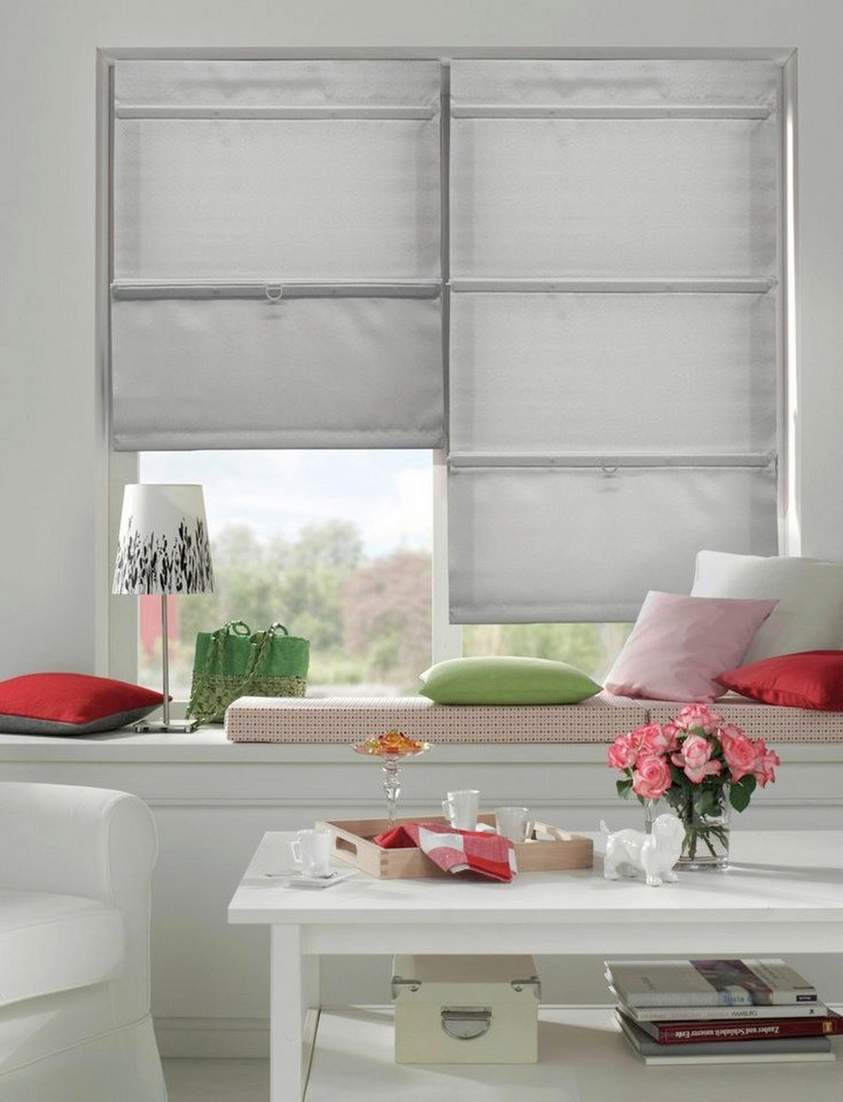 RIMSKA ZAVESA  pol prosojno  100/140 cm    - svetlo siva, Basics, umetna masa (100/140cm) - Gardinia