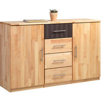 COMMODE 142/90/41 cm  in Braun, Erlefarben  - Chromfarben/Erlefarben, Design, Holz/Metall (142/90/41cm) - Linea Natura