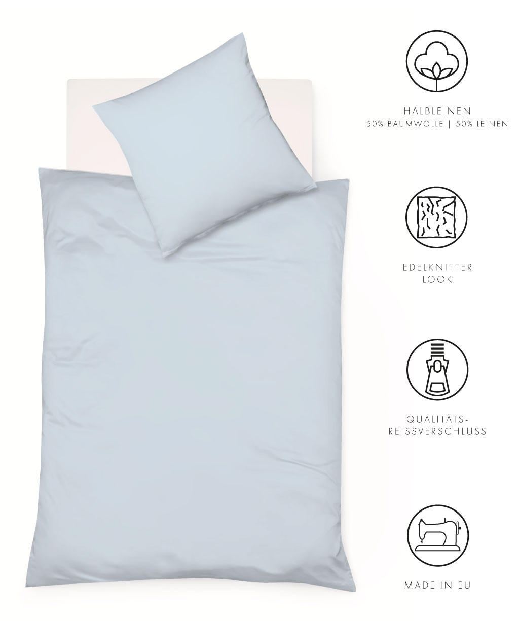 BETTWÄSCHE Provence Leinenoptik 135/200 cm  - Hellblau, Basics, Textil (135/200cm) - Fleuresse
