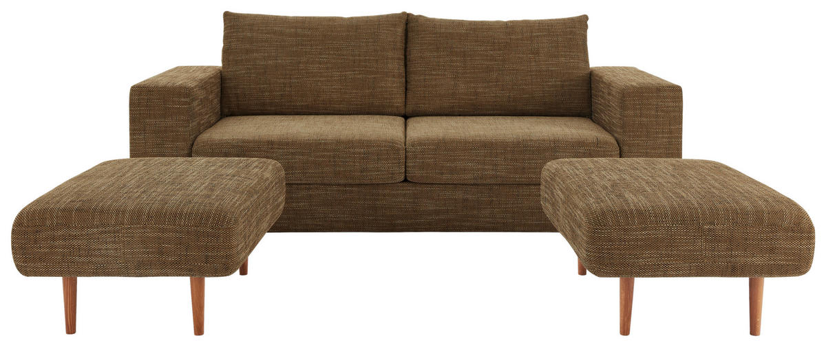 VIERSITZER-SOFA inkl. Hocker Webstoff Braun von LOOKS by W.JOOP