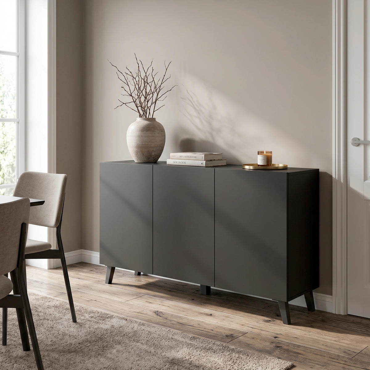SIDEBOARD  120/76/39 cm  - Schwarz, Design, Holzwerkstoff/Kunststoff (120/76/39cm) - P & B