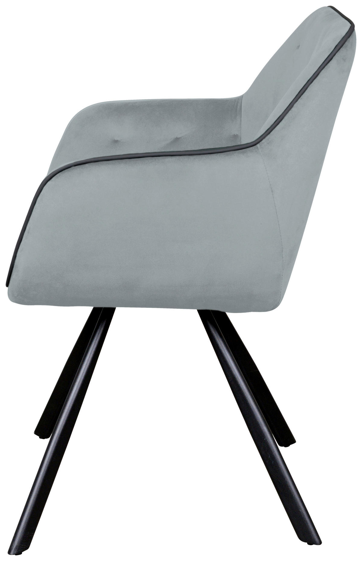 STOLIČKA S PODRÚČKAMI, zamat, sivá - čierna/sivá, Modern, kov/textil (60/85,5/57,5cm) - MID.YOU