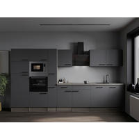 KÜCHENBLOCK 370 cm   in Grau, Eichefarben  - Eichefarben/Schwarz, Design, Holzwerkstoff/Metall (370cm) - Respekta
