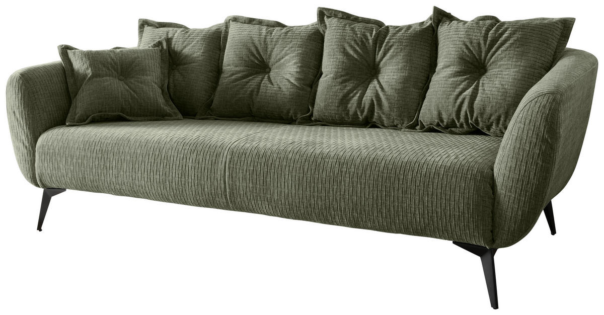 3-SITZER-SOFA in Mikrofaser Olivgrün  - Schwarz/Olivgrün, Modern, Textil/Metall (236/94/103cm) - Livetastic