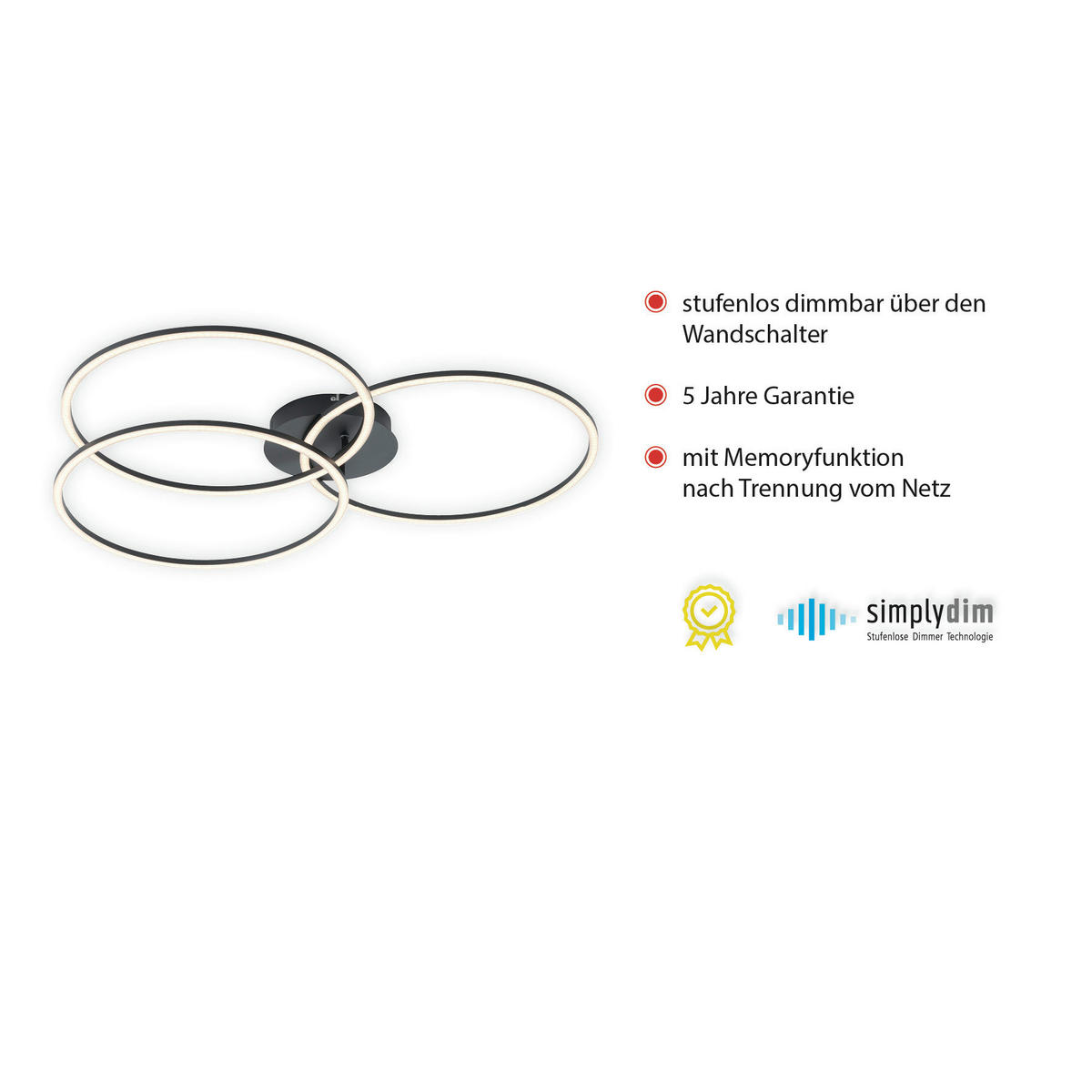 LED-DECKENLEUCHTE 79/76/9 cm   - Schwarz, Design, Kunststoff/Metall (79/76/9cm)