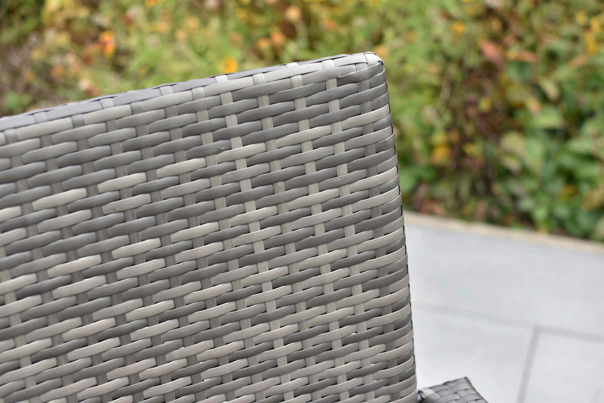 GARTENTISCHGRUPPE Stahl  - Grau, KONVENTIONELL, Glas/Kunststoff - Gardenson