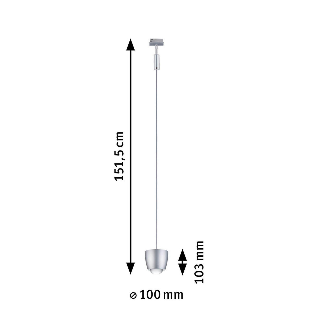 SCHIENENSYSTEM-HÄNGELEUCHTE URail Tyros 10,0/130 cm   - Chromfarben, Basics, Kunststoff (10,0/130cm) - Paulmann