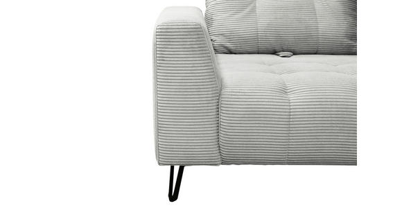 BIGSOFA  in Cord Hellgrau  - Hellgrau/Schwarz, KONVENTIONELL, Textil/Metall (246/100/116cm) - Carryhome