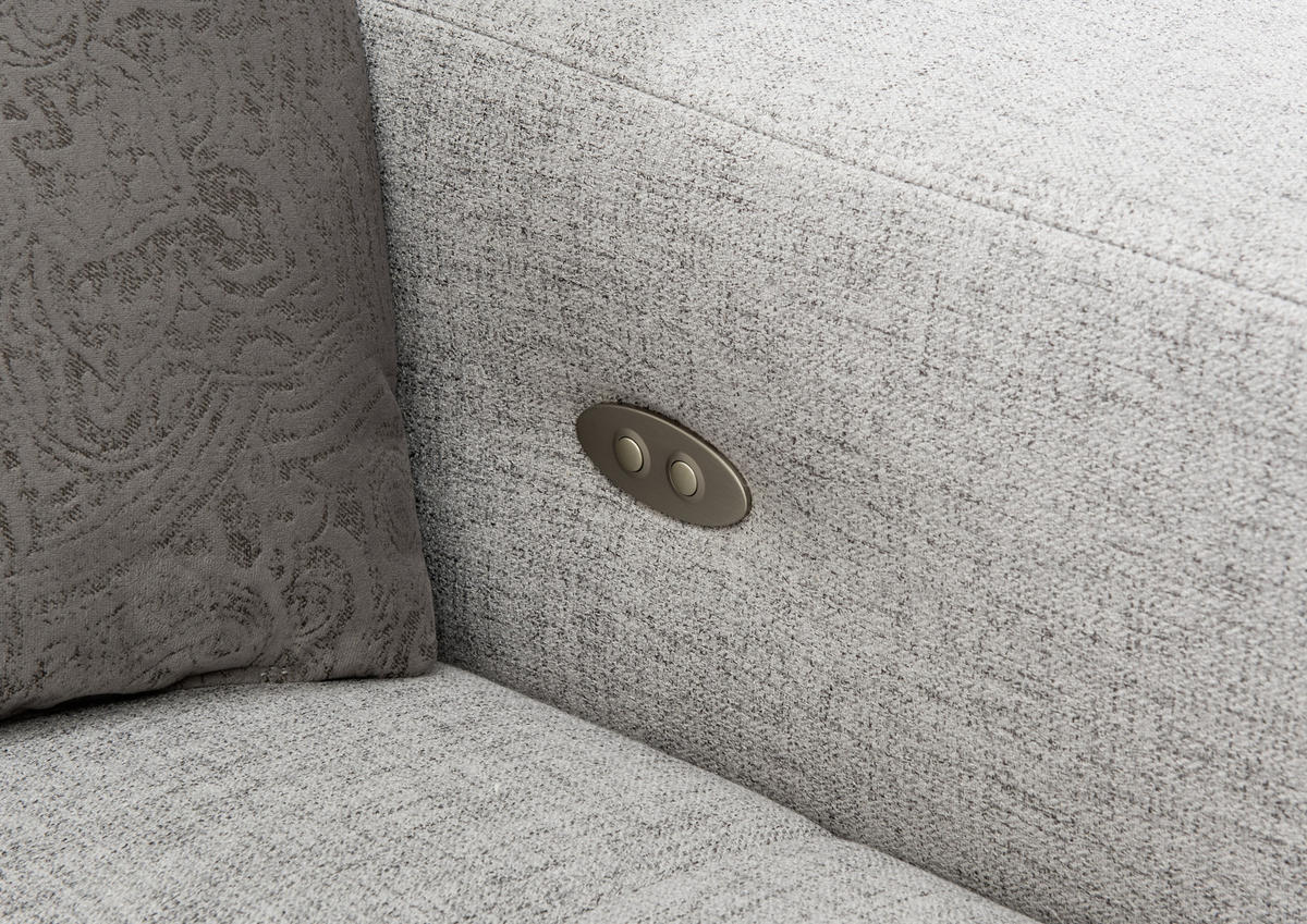 ECKSOFA in Chenille Hellgrau  - Chromfarben/Hellgrau, Design, Textil (301/207cm) - Xora