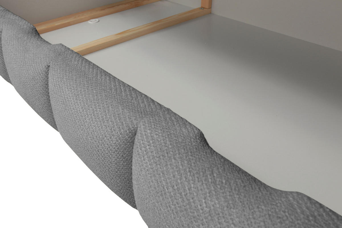 BOXBETT 140/200 cm,  in Grau, Bettkasten, Topper, H3 + H3 = fest  - Schwarz/Grau, Trend, Textil/Metall (140/200cm) - Esposa