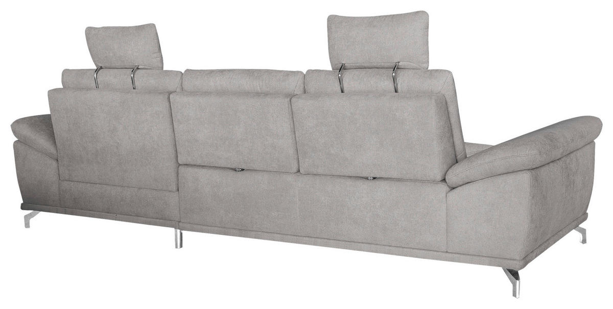ECKSOFA Silberfarben Flachgewebe Bettkasten, Schlaffunktion, Sitztiefenverstellung, Kopfstütze, Liegefläche im Originalstoff  - Silberfarben, KONVENTIONELL, Textil/Metall (301/176cm) - Sit & More