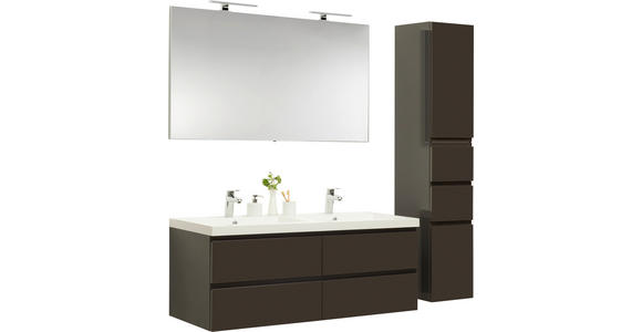 BADEZIMMER in 140 cm - Anthrazit/Weiß, Design, Holzwerkstoff/Stein (140cm) - Novel