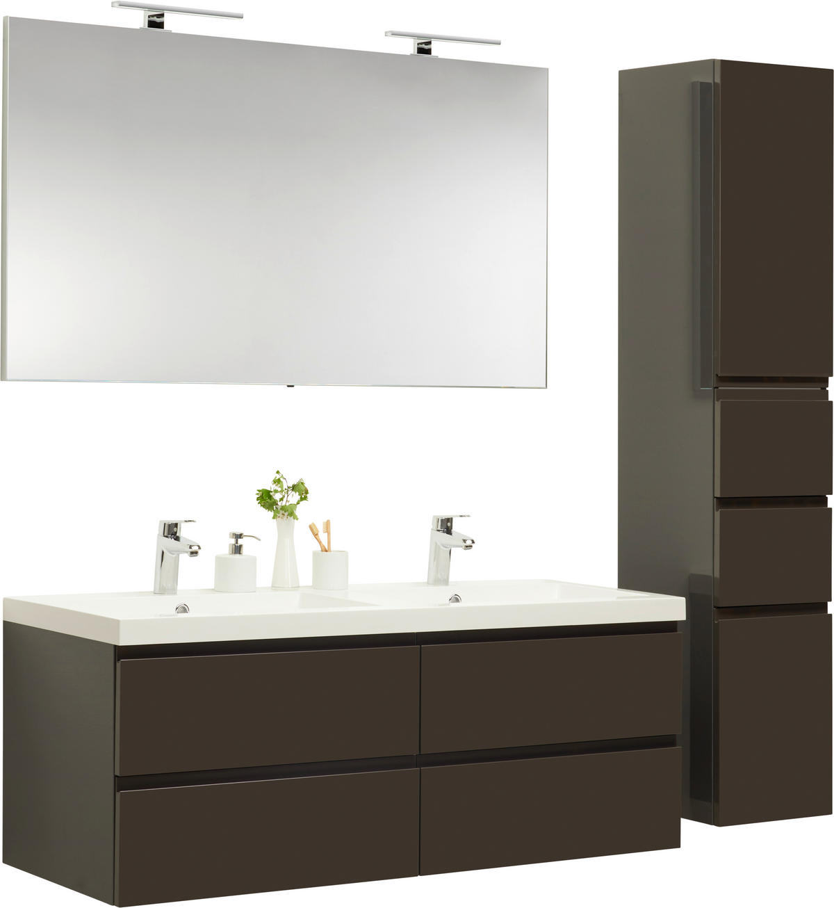 BADEZIMMER  in 140 cm  - Anthrazit/Weiß, Design, Holzwerkstoff/Stein (140cm) - Novel