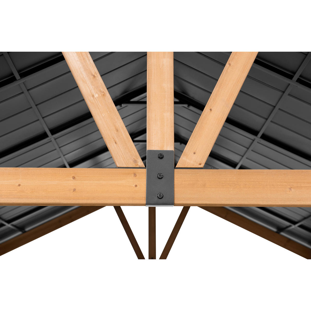 PAVILLON 404/306/465 cm  - Anthrazit/Naturfarben, Basics, Holz/Metall (404/306/465cm) - Modante