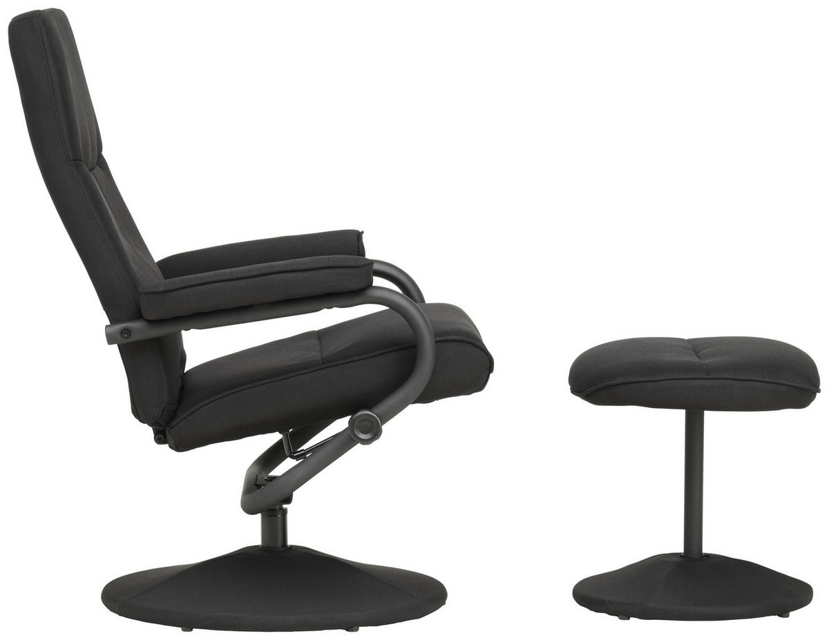 RELAXAČNÍ KŘESLO S TABURETEM, textil, černá - černá, Moderní, kov/textil (68/96.5/76cm) - P & B