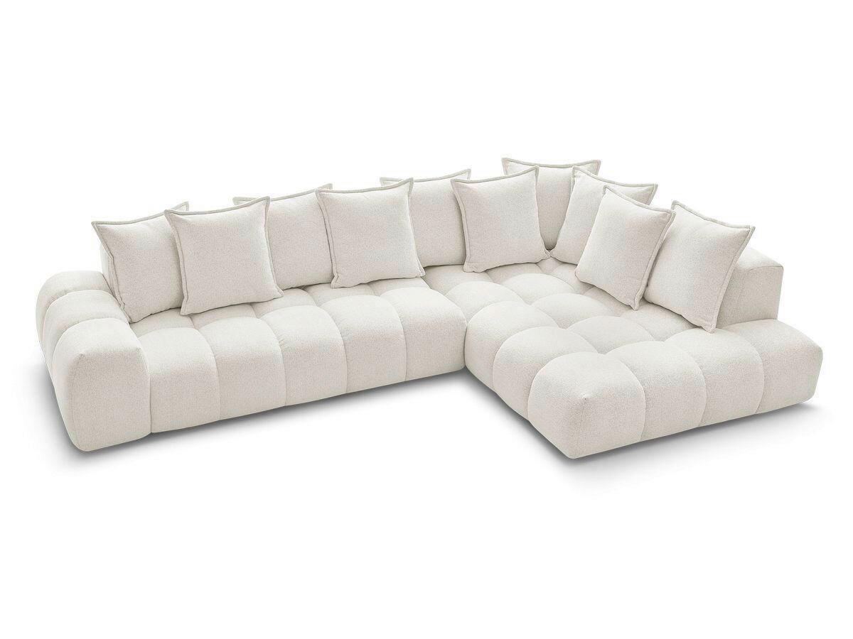 ECKSOFA Ottomane rechts  EVEREST Weiß Flachgewebe  - Schwarz/Weiß, MODERN, Kunststoff/Textil (352/210cm) - Livetastic