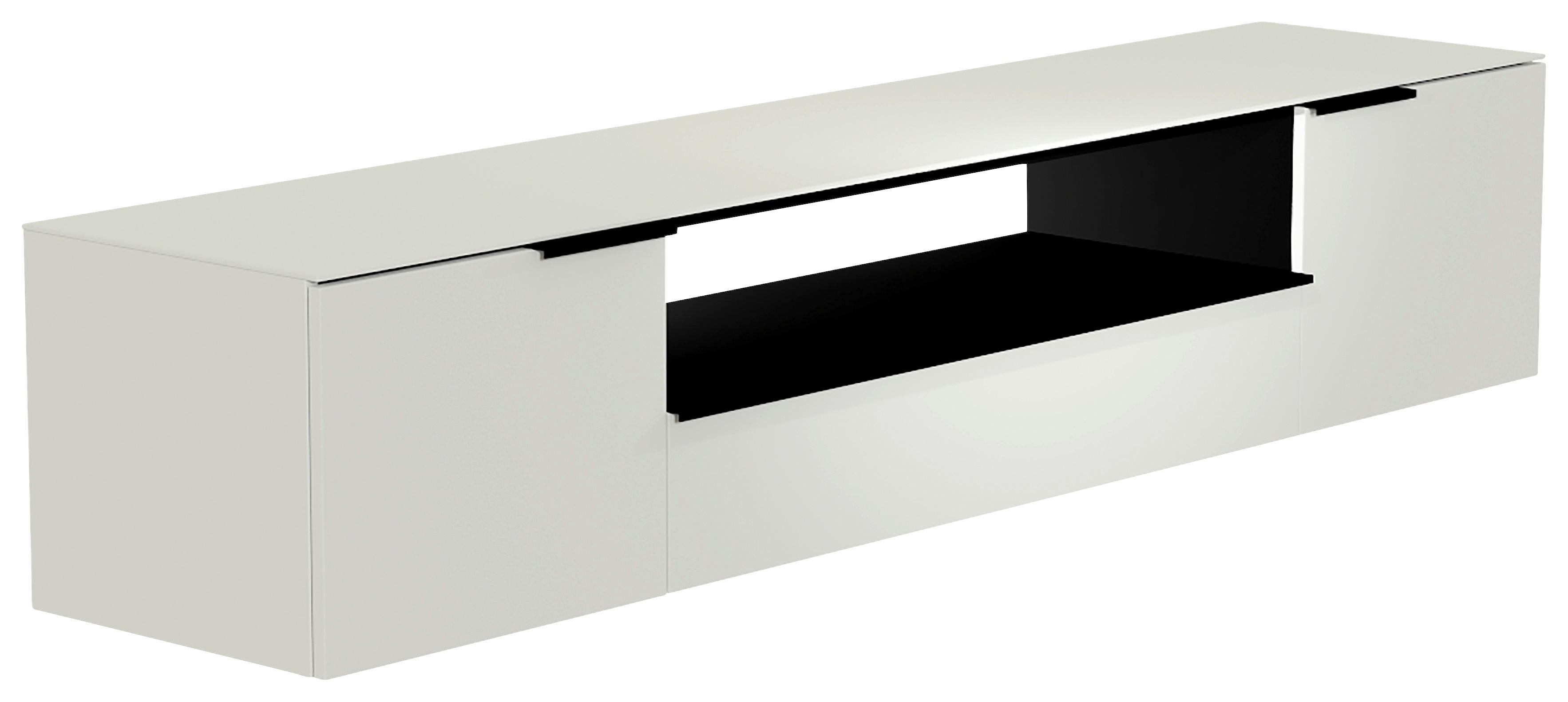 LOWBOARD Schwarz, Weiß  - Schwarz/Weiß, Design, Glas/Holzwerkstoff (210/41/45cm) - Moderano