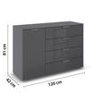 KOMMODE  in 120/81/42 cm  - Dunkelgrau, Design, Glas/Holzwerkstoff (120/81/42cm) - Carryhome