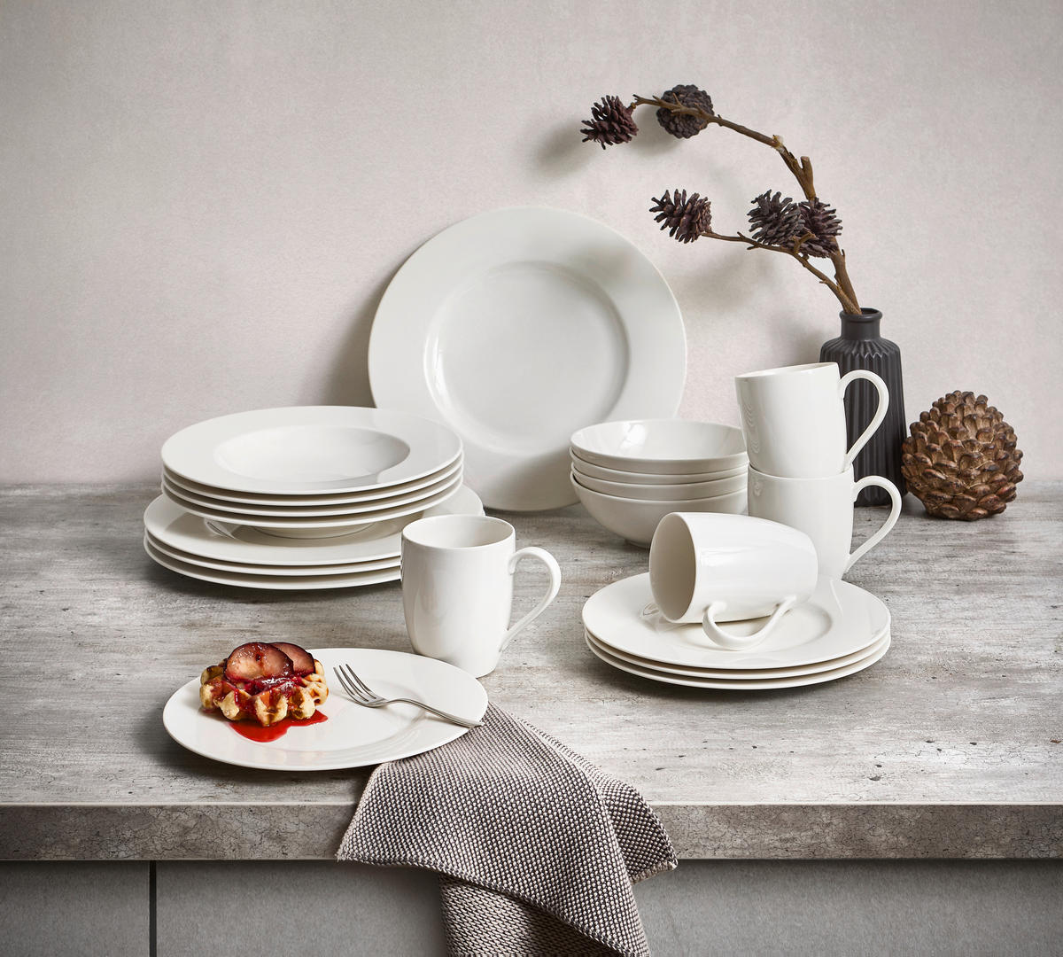 KOMBINIRANI SERVIS  Basic White   20-delni     - bela, Konvencionalno, keramika (16,0/16,0/18,0cm) - Villeroy & Boch