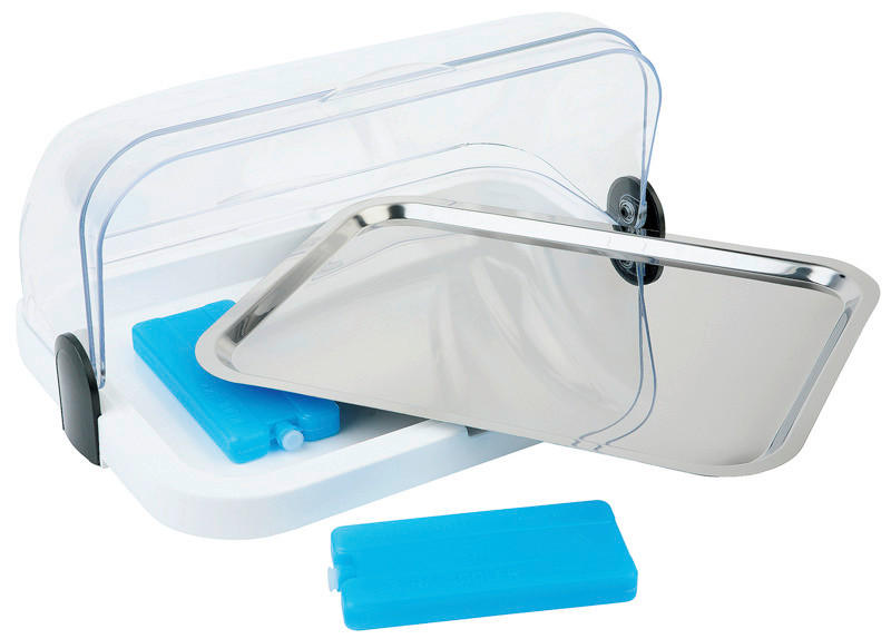 SERVIERPLATTE  - Blau/Edelstahlfarben, Basics, Kunststoff/Metall (44/32/20,5cm)